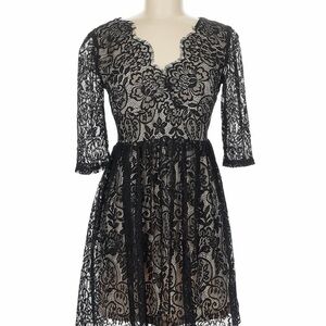 Soieblu Black Floral Lace Dress